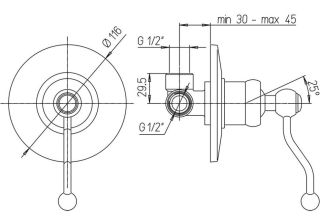 Встраиваемый смеситель для душа Paini Duomo 88F3690 старая бронза
